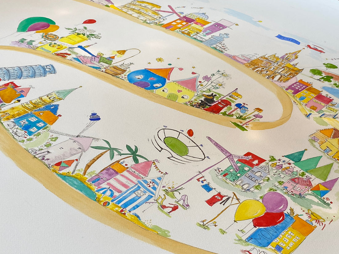 Commission - Little Blue House sketch 100cmx100cm